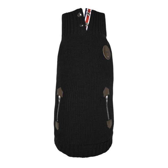 Hundepullover Brit Look mit Stehkragen schwarz