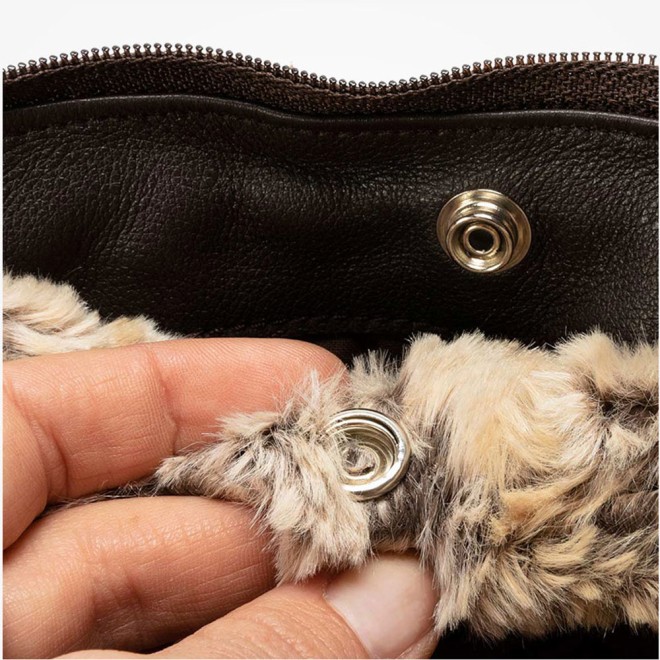 Hundetasche aus Nappaleder mit Webpelz My Petit croco brown