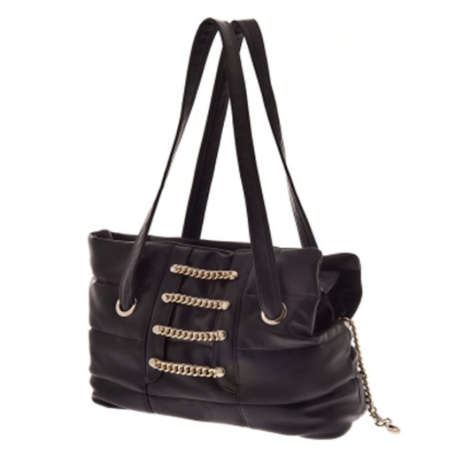 Exklusive Hundetasche DangeRouge black mit goldenen Ketten