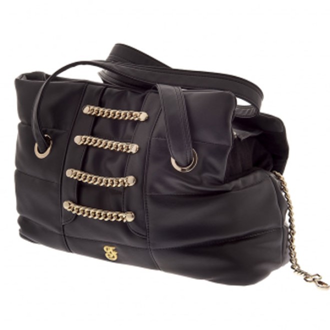 Exklusive Hundetasche DangeRouge black mit goldenen Ketten