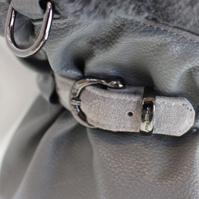 Fell-Hundetasche Luxury Dog grau 2 in 1 (Hundetasche & Hundebett)