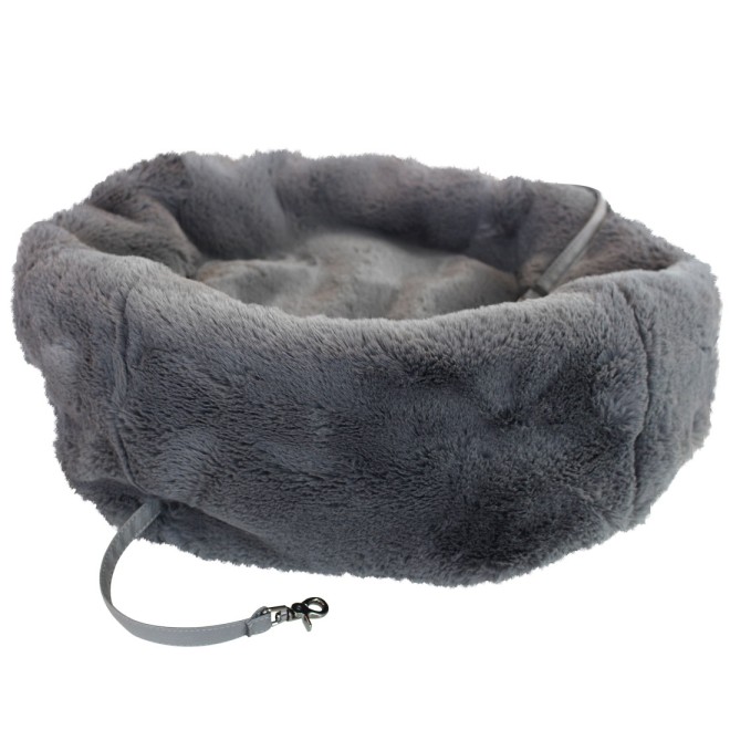 Fell-Hundetasche Luxury Dog grau 2 in 1 (Hundetasche & Hundebett)