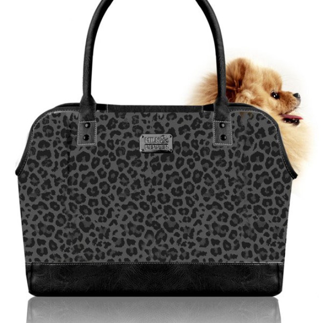 Luxus-Hundetasche Kruger Leopard Black Milk & Pepper