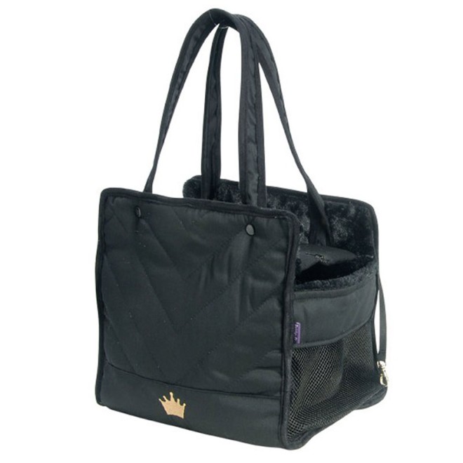 Hundetasche Crown mit schwarzem Kuschelfell