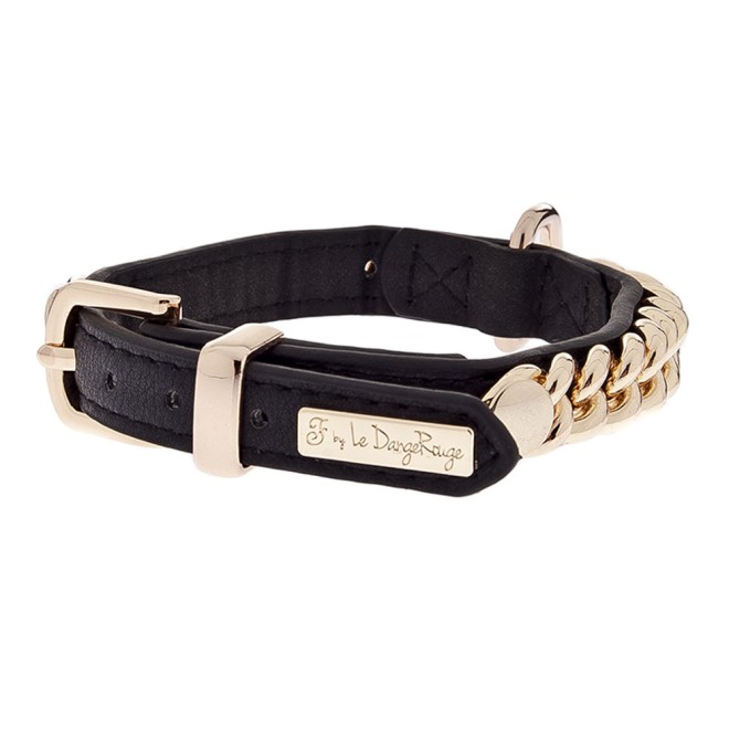 Hundehalsband DangeRouge black mit goldener Kette