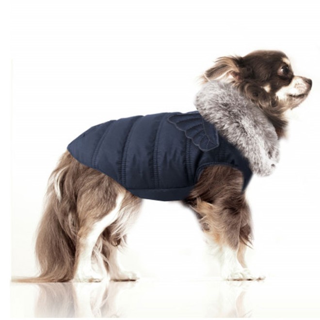 Milk & Pepper Hundejacke Céleste mit Fellkragen und Flügeln