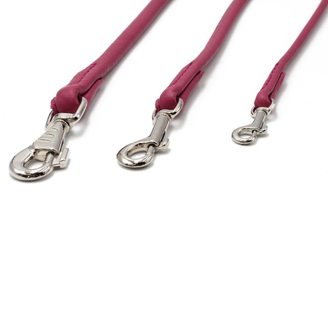 Hundeleine rundgenäht Nappaleder himbeere 120, 200, 300 cm