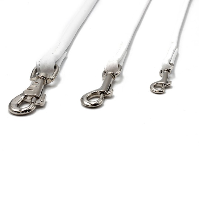 Weiße Hundeleine Nappaleder rundgenäht 120, 200, 300 cm