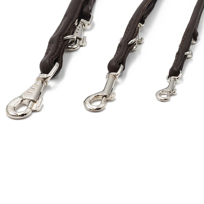 Rundgenähte Lederleine Nappa dunkelbraun 120, 200, 300 cm