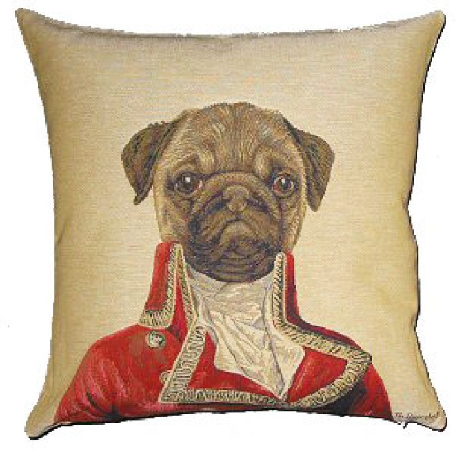 Kissenhülle Mops-Motiv Lord Pug 45 x 45 cm