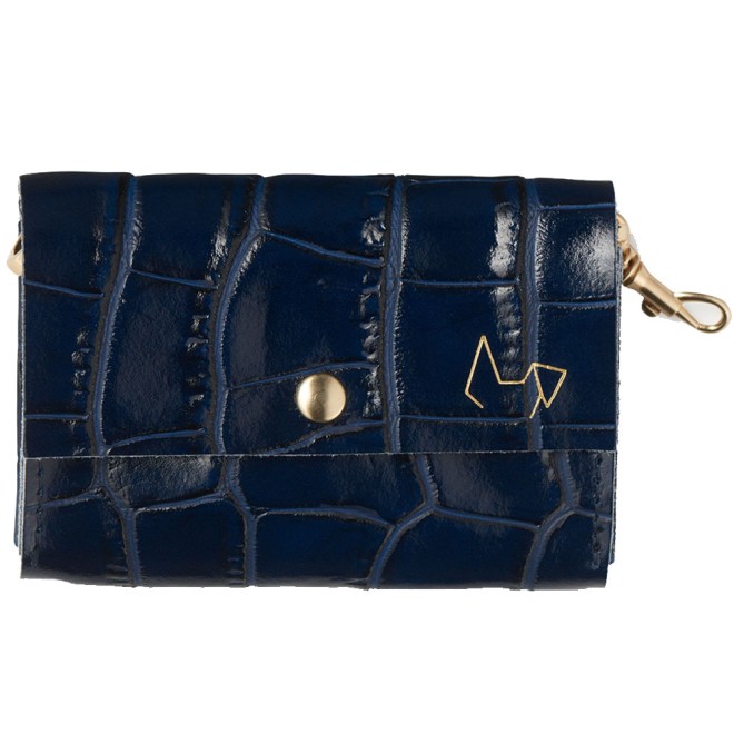 Leder-Kotbeutelspender Milano Navy