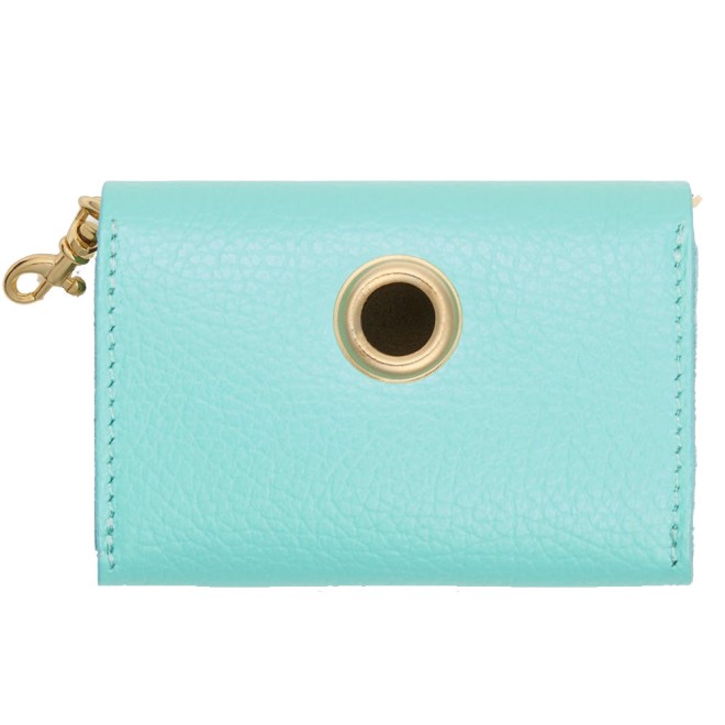 Kotbeutelspender Roma aus Leder türkis