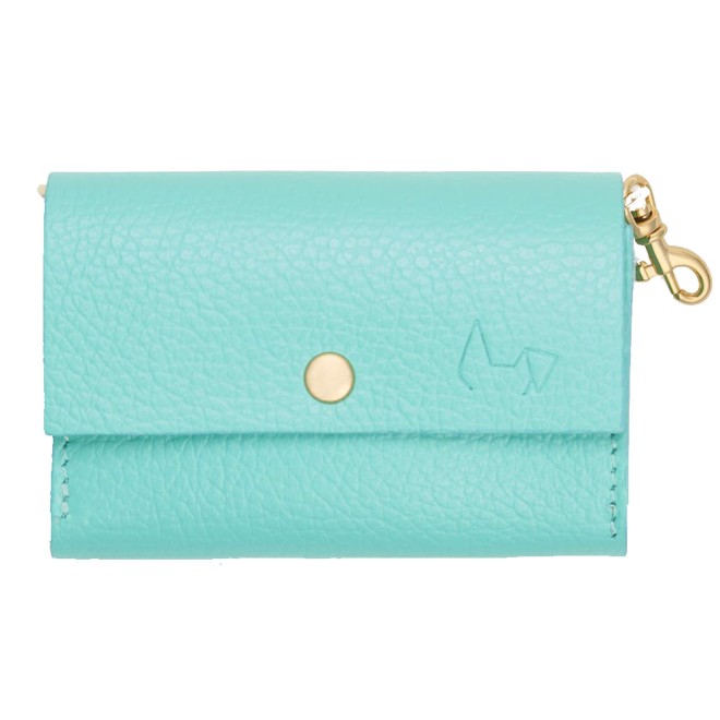 Kotbeutelspender Roma aus Leder türkis