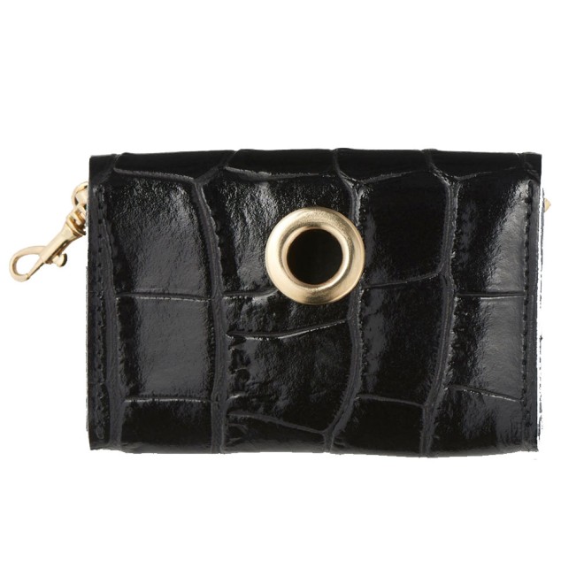 Kotbeutelspender Milano Black Leder mit Kroko-Optik