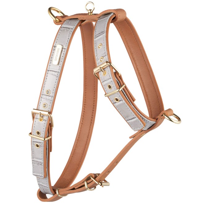 Exklusives Leder-Hundegeschirr Milano Grey