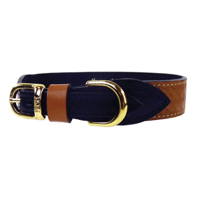 Hunde Lederhalsband Classic Hardware 22 Karat vergoldet 45 cm