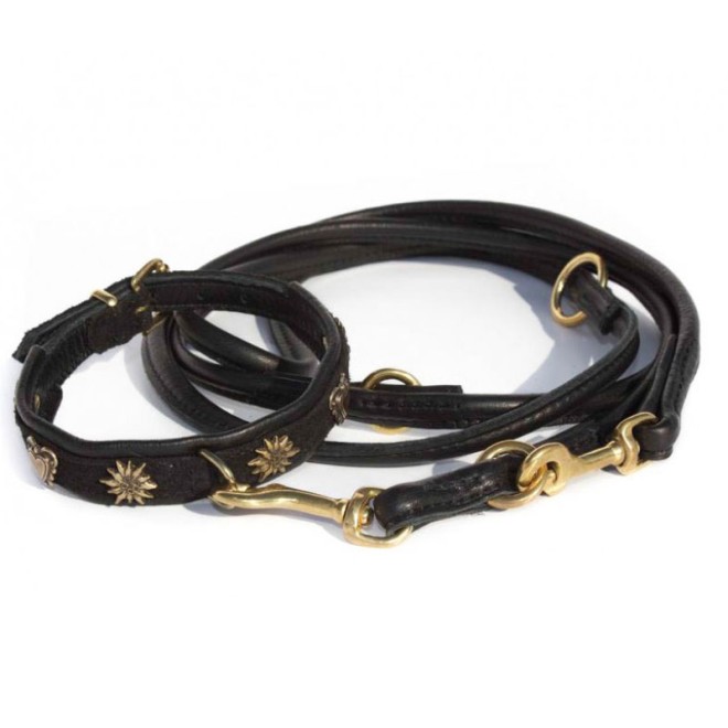 Alpen-Hundehalsband Spatzerl schwarz/silber 33 cm Länge