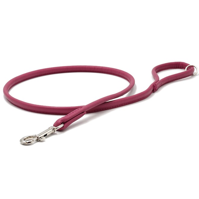 Hundeleine rundgenäht Nappaleder himbeere 120, 200, 300 cm
