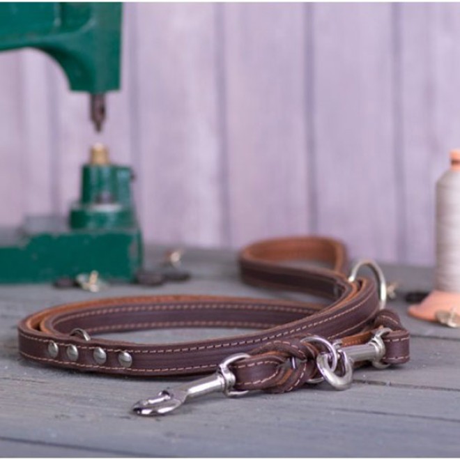 3fach verstellbare Führleine Rindsleder braun/cognac