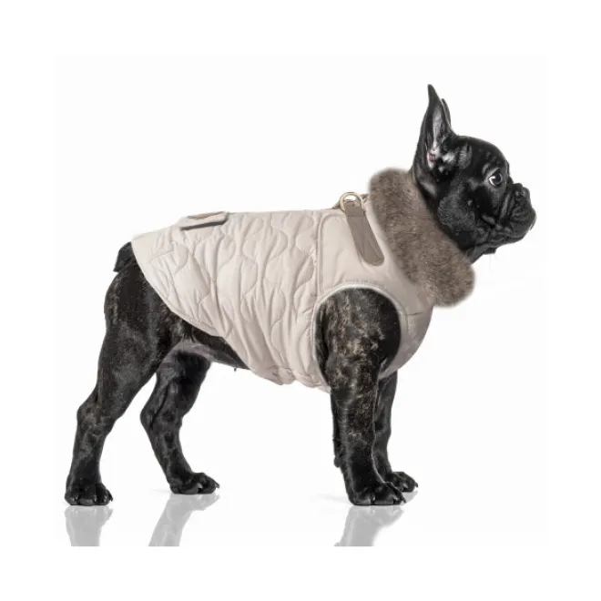 Luxus Hundemantel AGATHA taupe auch für Mops & Bully