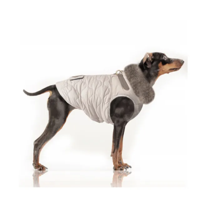 Luxus Hundemantel AGATHA taupe auch für Mops & Bully