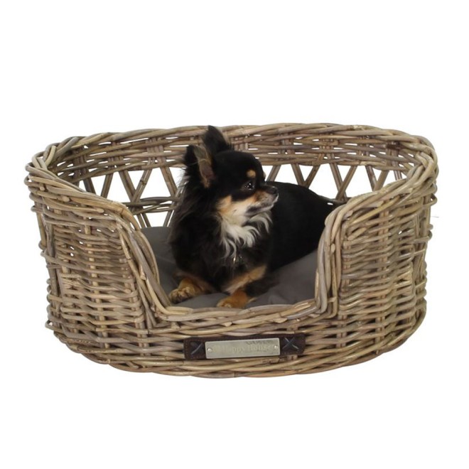 Runder Rattan-Hundekorb mit Outdoor-Kissen