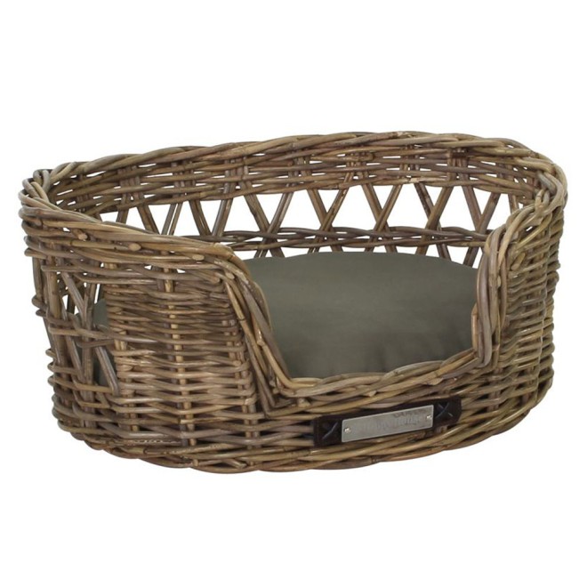 Runder Rattan-Hundekorb mit Outdoor-Kissen