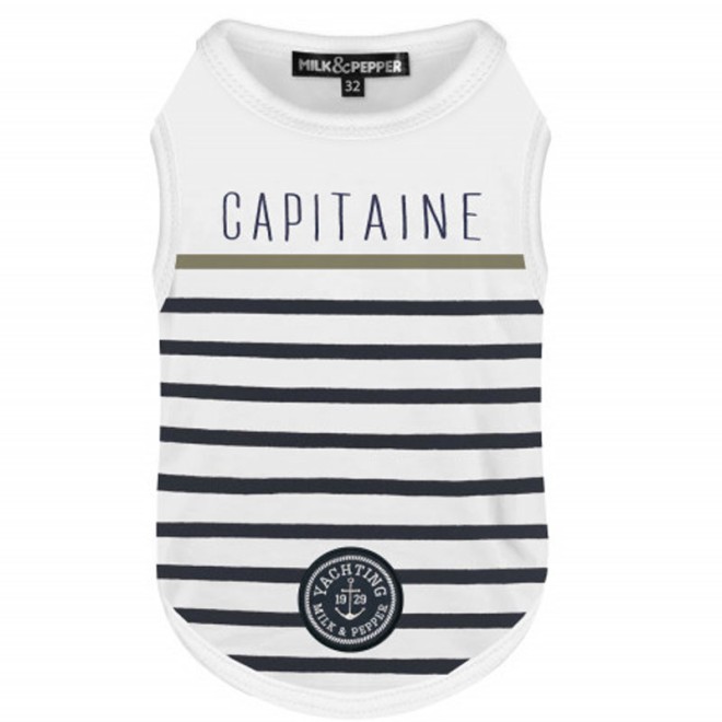 Maritimes T-Shirt für Hunde BRIEUC Milk & Pepper