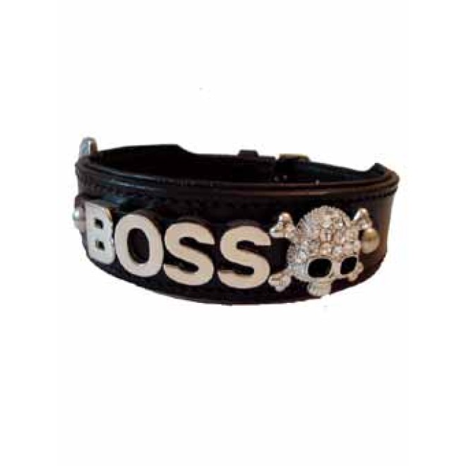 Megasize Namenshalsband schwarz