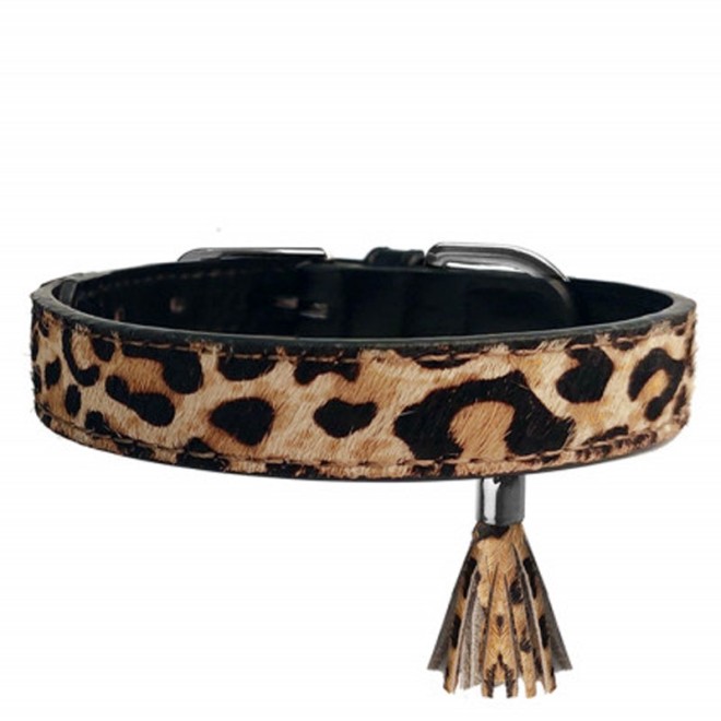 Milk & Pepper Fell-Hundehalsband OCELOT mit Quaste