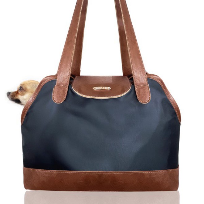 Edle Milk & Pepper Hundetasche Nora in navy-grau und camel