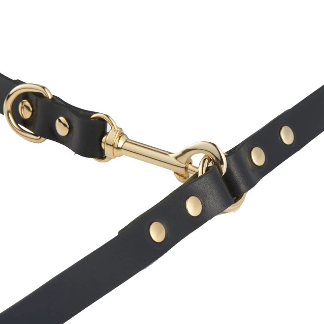 Multifunktionslederleine Infinity schwarz