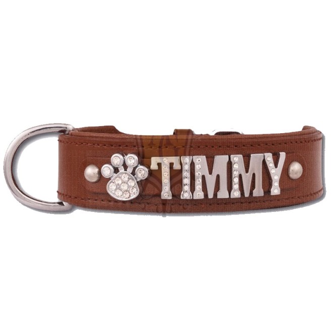 Megasize Namenshalsband braun, Längen 50 - 65 cm