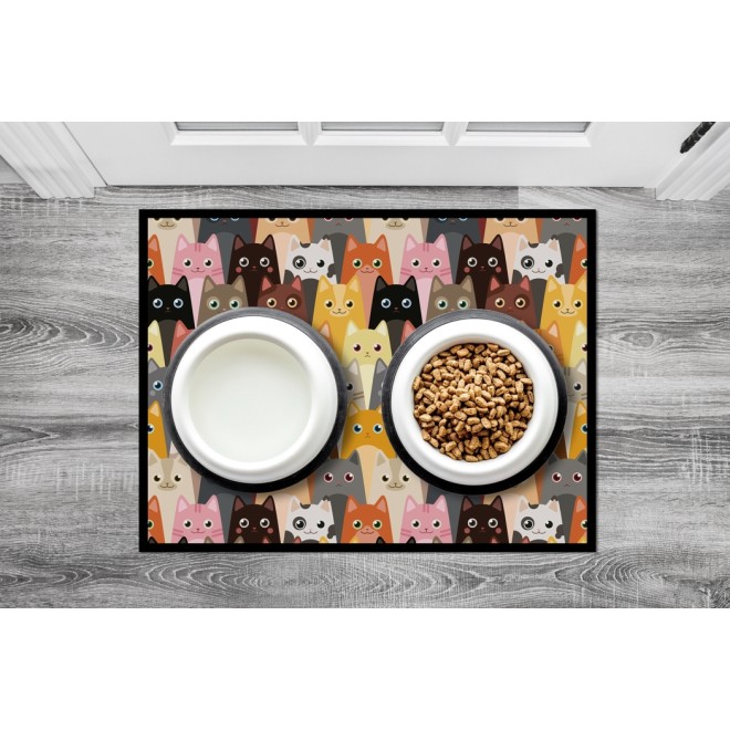 Rutschhemmende Napfunterlage mit Katzen