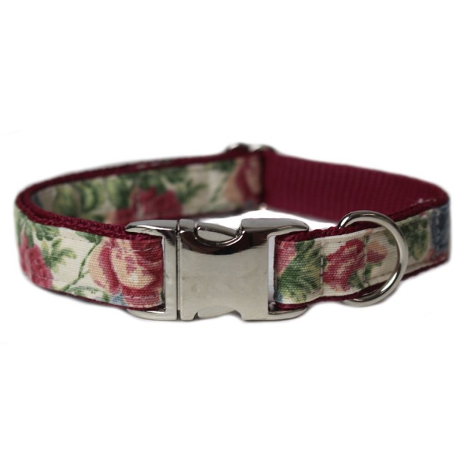 Nylon-Hundehalsband Landhaus Rosen - auch in roségold