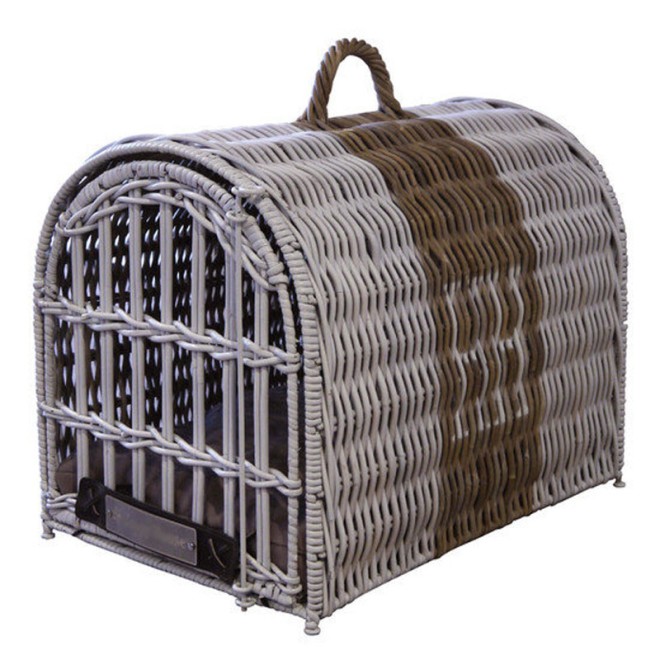 Rattan-Transportkorb offwhite für Hunde & Katzen
