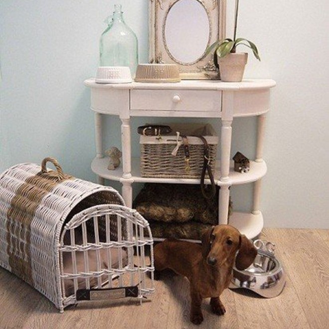 Rattan-Transportkorb offwhite für Hunde & Katzen