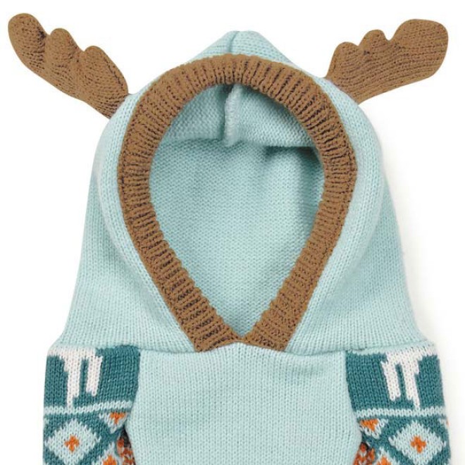 Hundepullover mit Rentier-Kapuze bleu Größe XS - XL