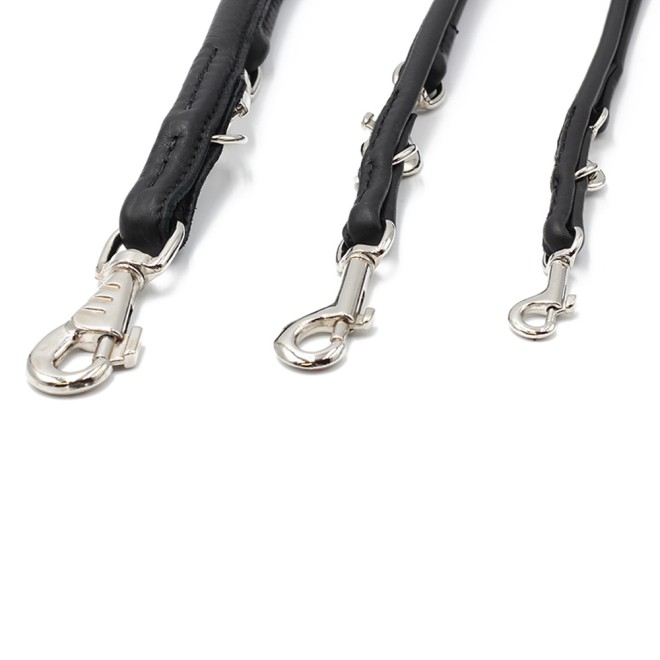 Rundgenähte Hundeleine Nappaleder schwarz 120, 200, 300 cm