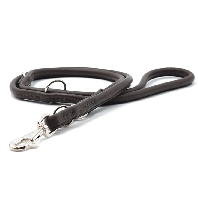 Rundgenähte Lederleine Nappa dunkelbraun 120, 200, 300 cm