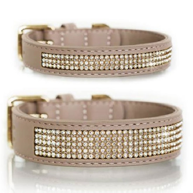 Strass-Hundehalsband GLAMOUR STAR taupe Milk & Pepper-Kollektion