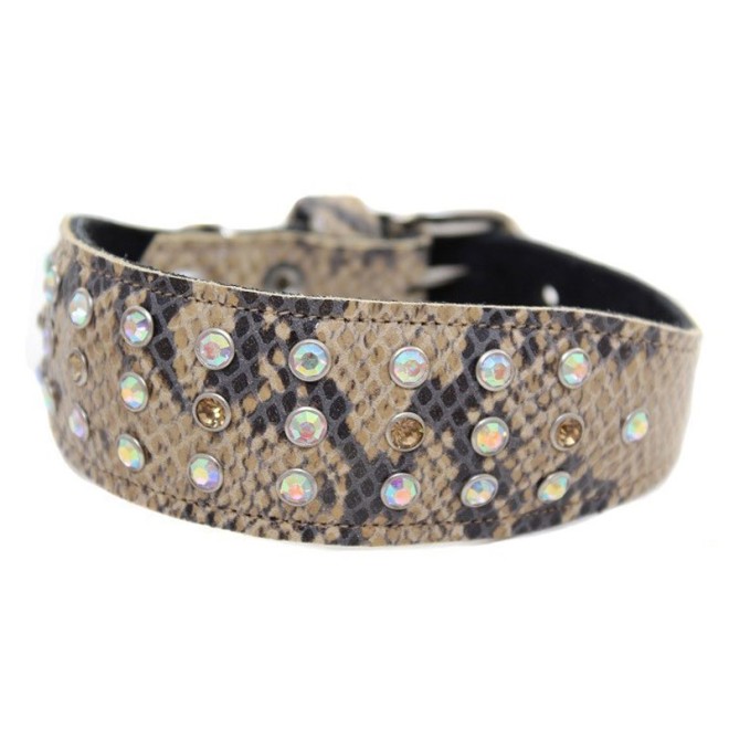 Strass-Windhundhalsband Schlange natur