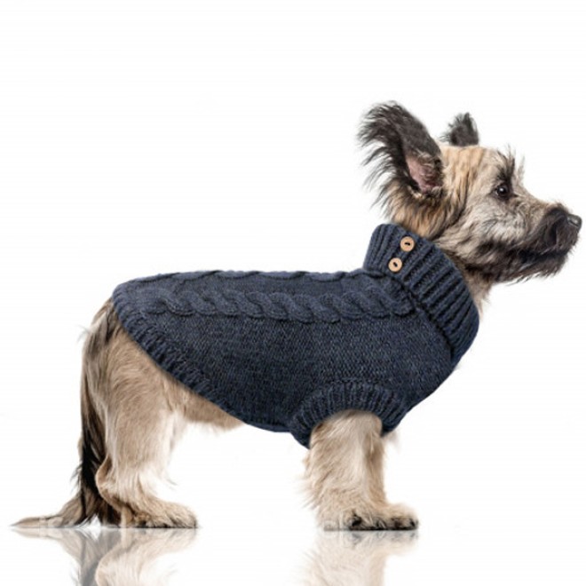 Zopfstrick-Hundepullover Donovan navy Gr. 32