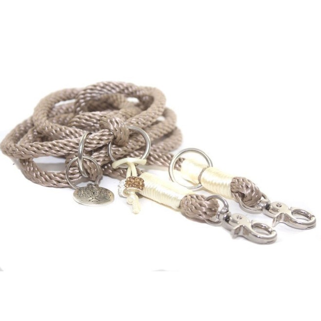 Tau-Hundehalsband mit Zugstopp natur-creme