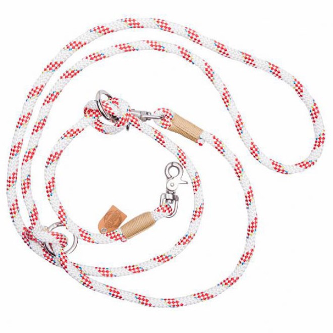 Tauwerk Hundeleine rot-weiss Slim
