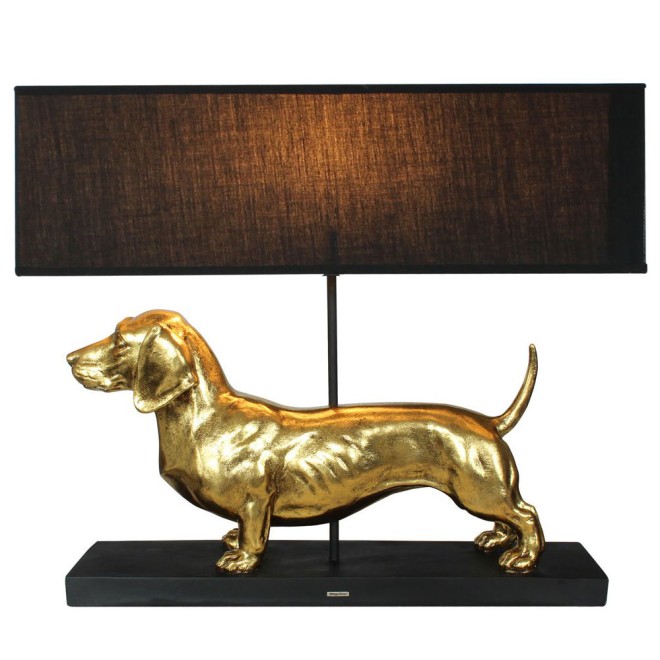 Tischlampe mit Dackelskulptur
