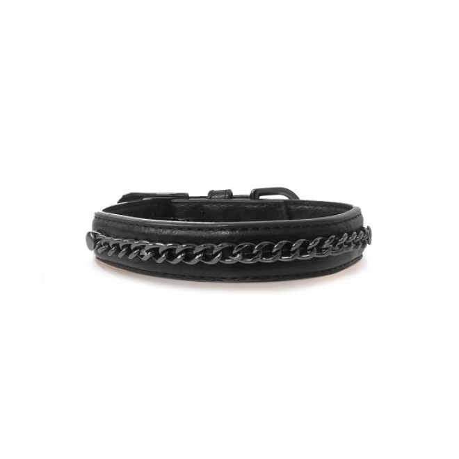 Hundehalsband Trafalgar black mit schwarzer Kette