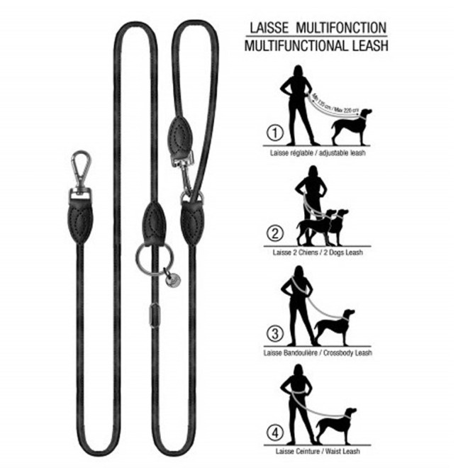 Milk & Pepper Umhängeleine NELSON für Hunde schwarz