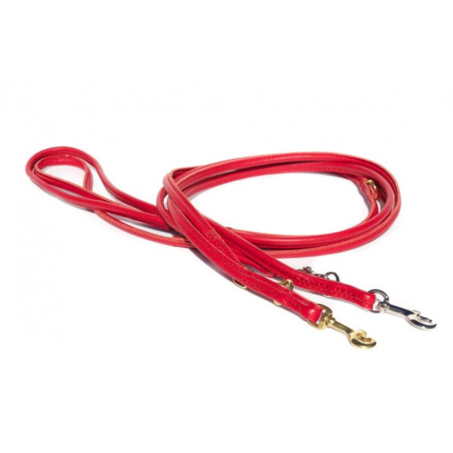 Verstellbare Rundleine rot 10 mm, Karabiner gold
