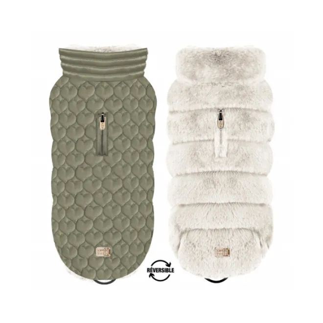 Milk & Pepper Wende-Hundemantel CANDICE mit Kunstfell und Herzen